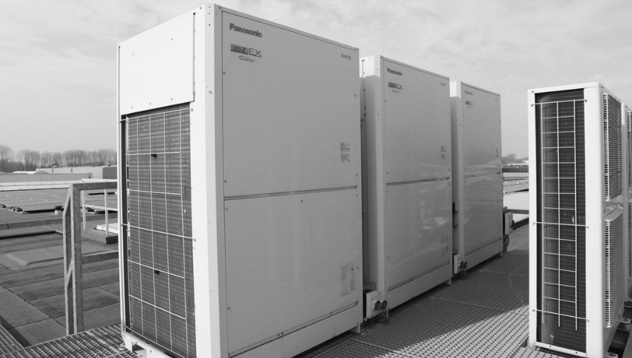 VRF systemen op dak gebouw